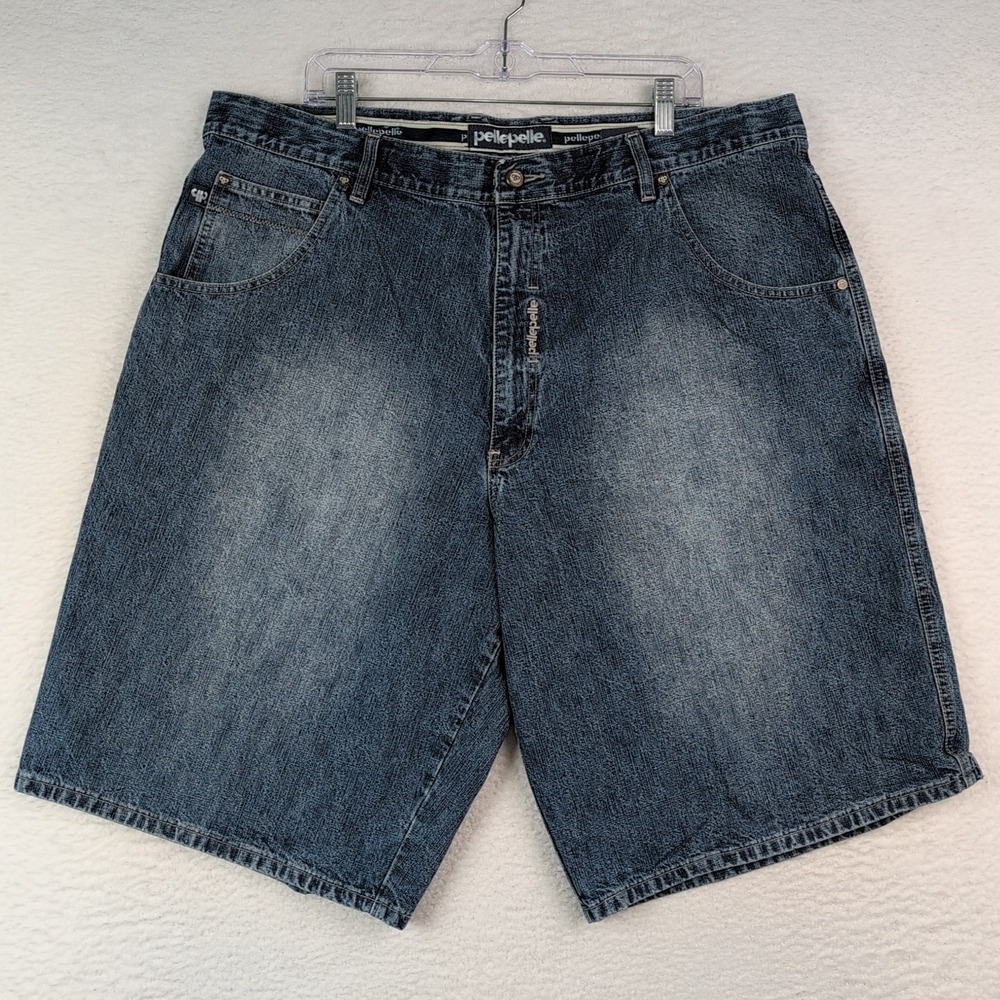 Vintage Pelle Pelle Mens Baggy Denim Shorts Size 42 Blue Jean 90s Hip Hop